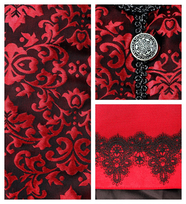 Vampir-Kostüm mit langem schwarzen Mantel, Halsband mit Jabot und Minihut