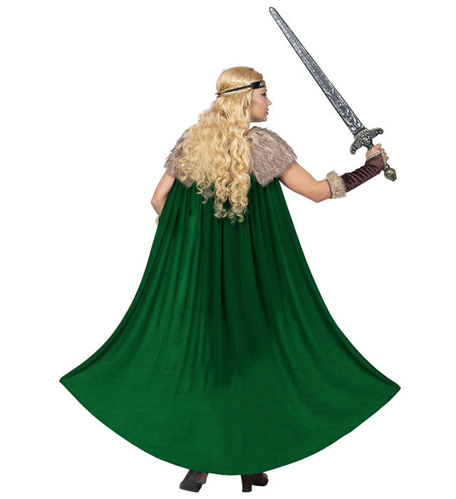 Wikingerin Kostüm bestehend aus Kleid, Umhang, Gürtel, Armstulpen und Stirnband