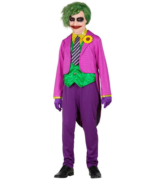 Evil Clown Kostüm mit schwarzem Frack, Hemd, Weste und roter Krawatte