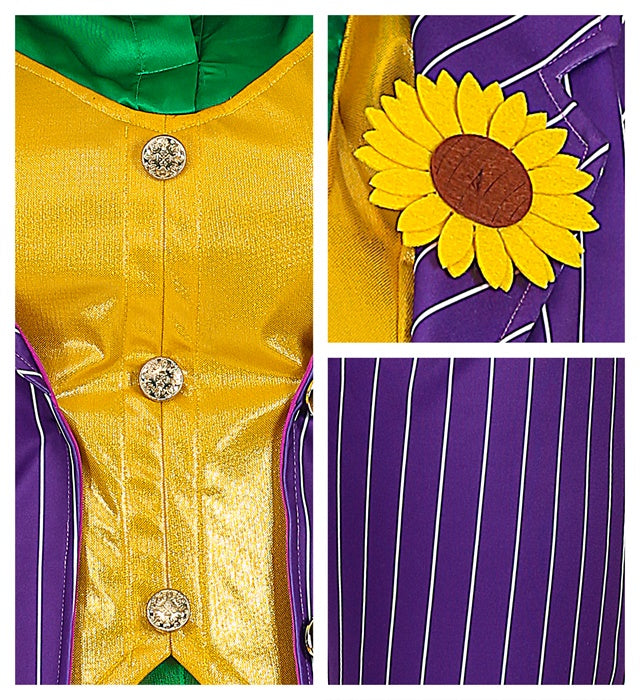 Evil Clown Kostüm Set mit Jacke, Bluse, Weste, Hose und Handschuhen