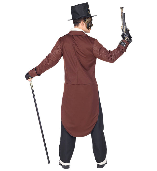 Steampunk Kostüm mit Frack, Weste, Hose, Ascot, fingerlosen Handschuhen und Zylinder