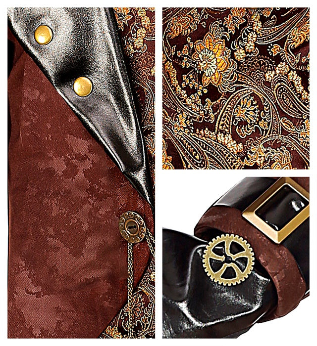 Steampunk Kostüm mit Frack, Weste, Hose, Ascot, fingerlosen Handschuhen und Zylinder