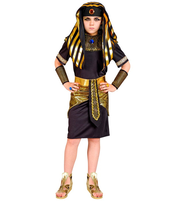 Pharao Kostüm Set mit Tunika, Gürtel, Halskragen und Kopfbedeckung für Fasnacht