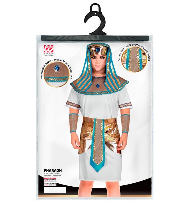 Pharao Kostüm Set mit Tunika, Gürtel, Halskragen und Kopfbedeckung für Fasnacht