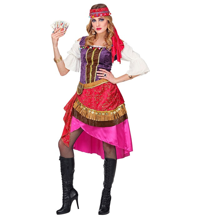 Wahrsagerin Kostüm mit Kleid und Kopftuch für Fasnacht und Karneval