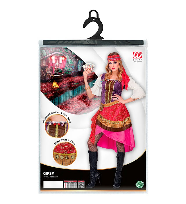Wahrsagerin Kostüm mit Kleid und Kopftuch für Fasnacht und Karneval