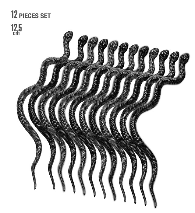 Set mit 12 detailreichen Schlangen-Figuren, je 12,5 cm lang, ideal für Fasnacht und Dekoration