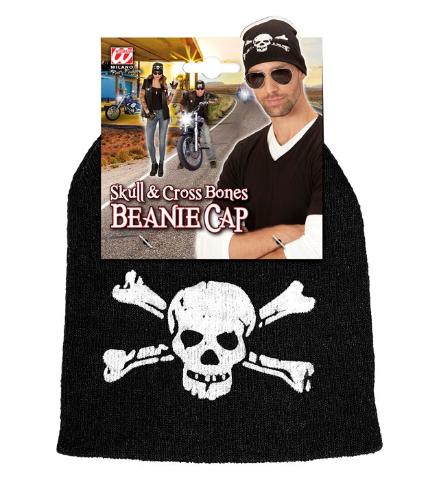Piraten Totenkopf Mütze mit schwarzem Hintergrund und weißem Totenkopf-Motiv