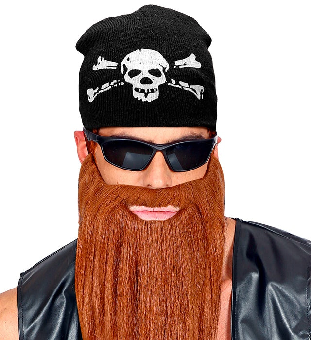 Piraten Totenkopf Mütze mit schwarzem Hintergrund und weißem Totenkopf-Motiv