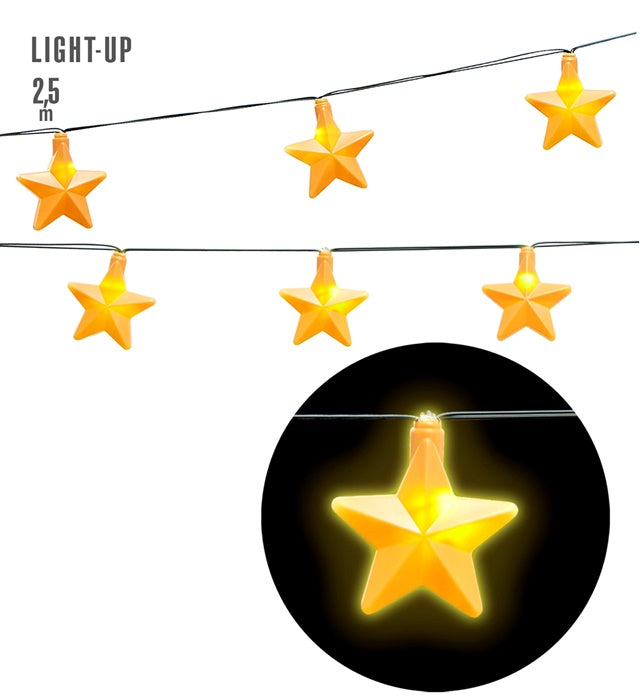 Sternenlichterkette 2,5 Meter mit 10 warmweißen LED-Lichtern dekorativ aufgehängt