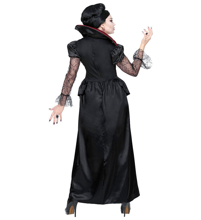 Schwarzes elegantes Vampirkleid mit passendem Halsband für Fasnacht