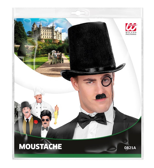 Selbstklebender schwarzer Chaplin-Schnurrbart als Fasnachtskostümzubehör