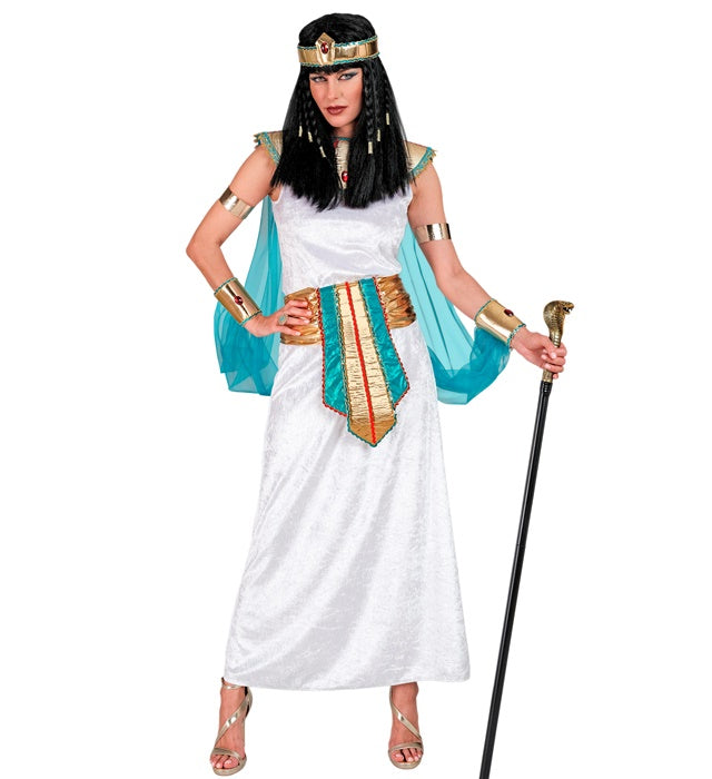 Ägyptische Königin Kostüm mit Kleid, Umhang, Kragen, Armbändern, Gürtel und Stirnband