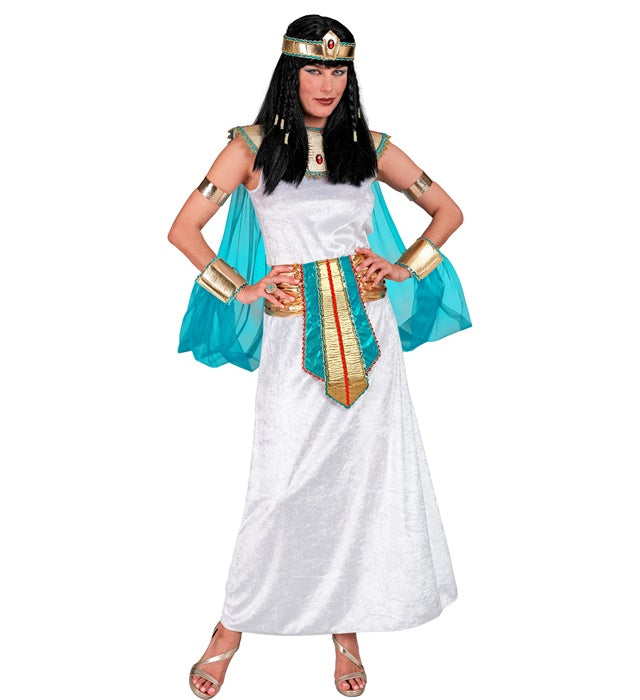 Ägyptische Königin Kostüm mit Kleid, Umhang, Kragen, Armbändern, Gürtel und Stirnband