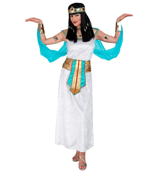 Ägyptische Königin Kostüm mit Kleid, Umhang, Kragen, Armbändern, Gürtel und Stirnband