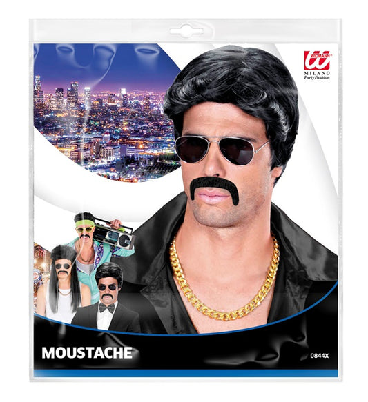 Schwarzer selbstklebender Schnurrbart Macho für Fasnacht und Karneval