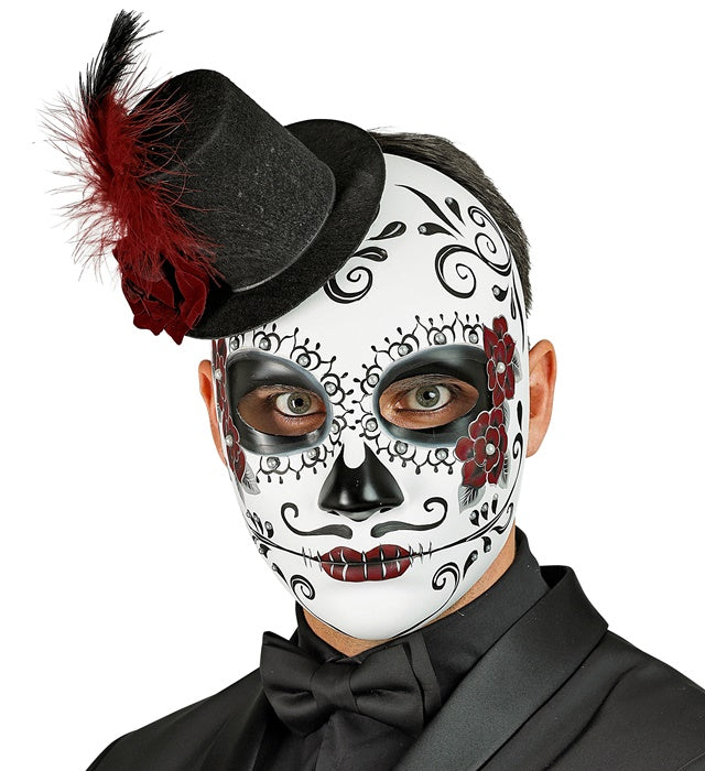 DIA DE LOS MUERTOS MASKE MIT HUT Weiss