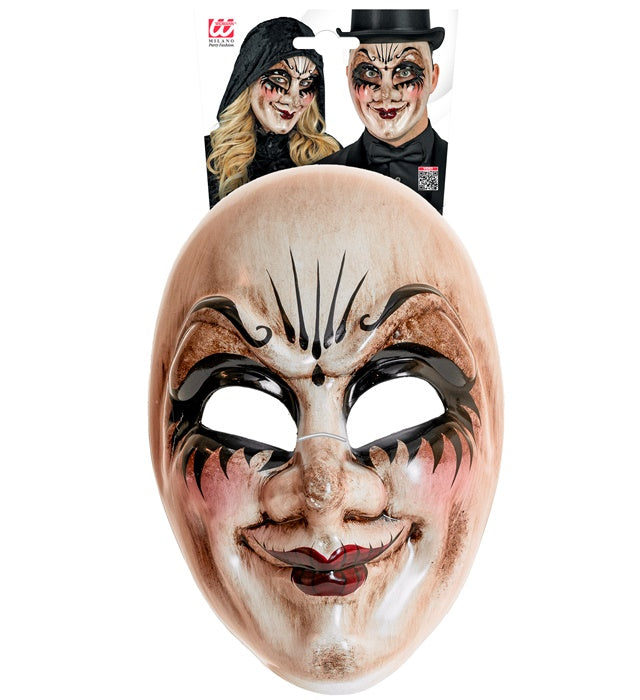 Unheimliche Commedia dell'Arte Maske mit düsterem Ausdruck
