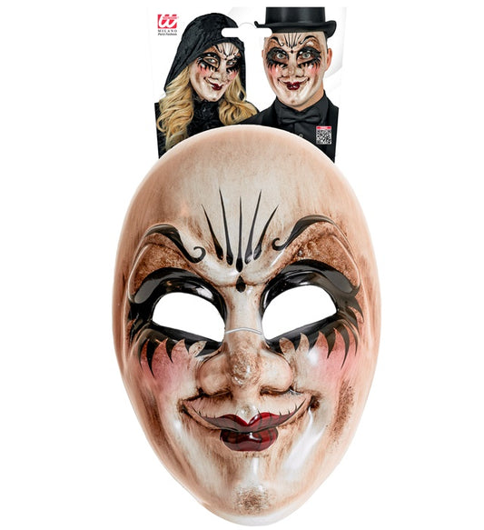 Unheimliche Commedia dell'Arte Maske mit düsterem Ausdruck