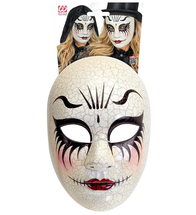 Commedia dell'Arte Maske Rissige Frau mit rissiger Oberfläche für Halloween und Fasnacht