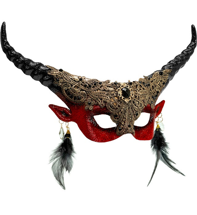 Rote Theater Augenmaske mit Teufel-Design für Fasnacht und Halloween