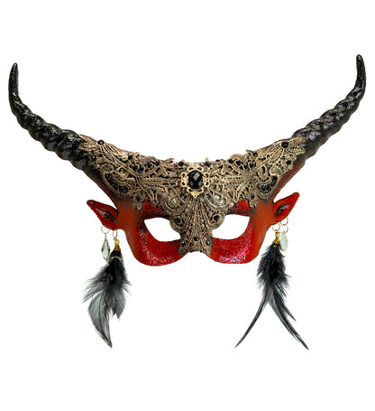 Commedia Dell'Arte Maske Roter Teufel mit Hörnern