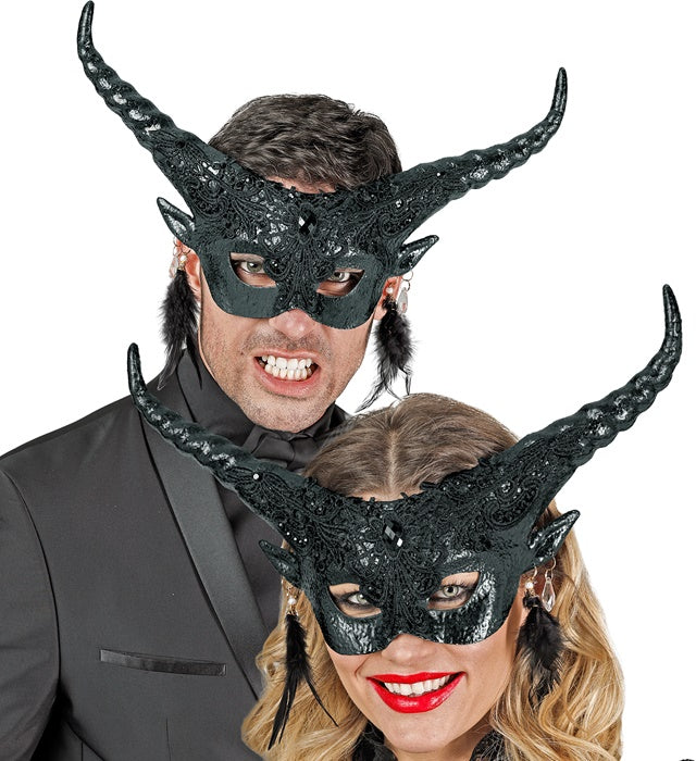 Schwarze Theater Augenmaske mit Teufelsdesign