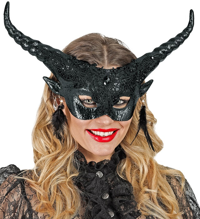 Schwarze Theater Augenmaske mit Teufelsdesign