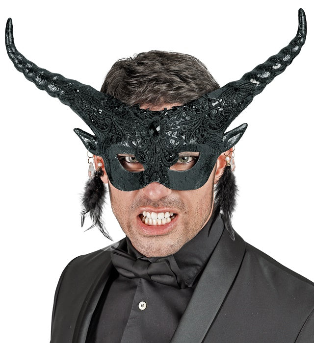 Schwarze Theater Augenmaske mit Teufelsdesign