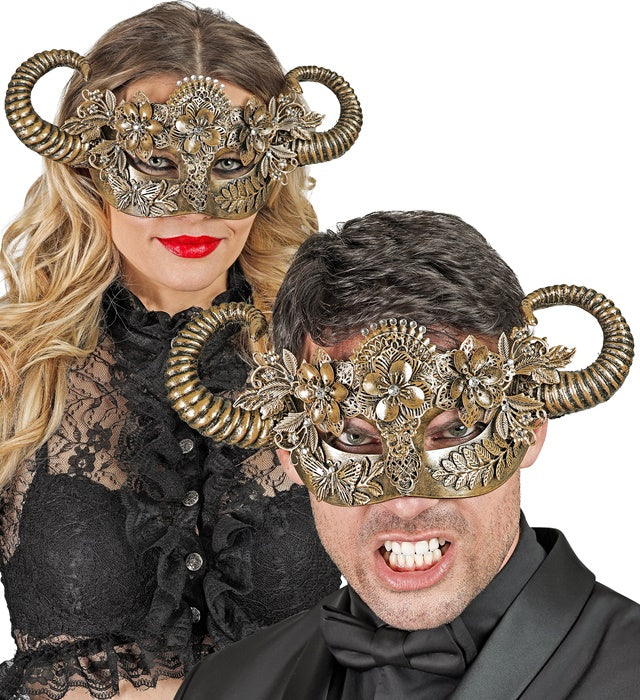 Theater Augenmaske Goldener Widder in Gold für Fasnacht und Karneval