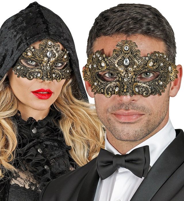 Goldene Theater Augenmaske für Fasnacht und Mottoparty
