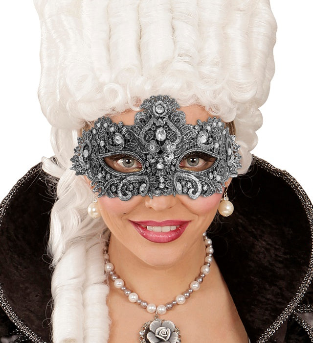 Silberne Theater-Augenmaske für Fasnacht und Mottopartys