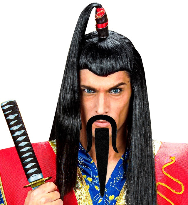 Schwarzer selbstklebender Schnurr- und Spitzbart im chinesischen Stil für Fasnacht