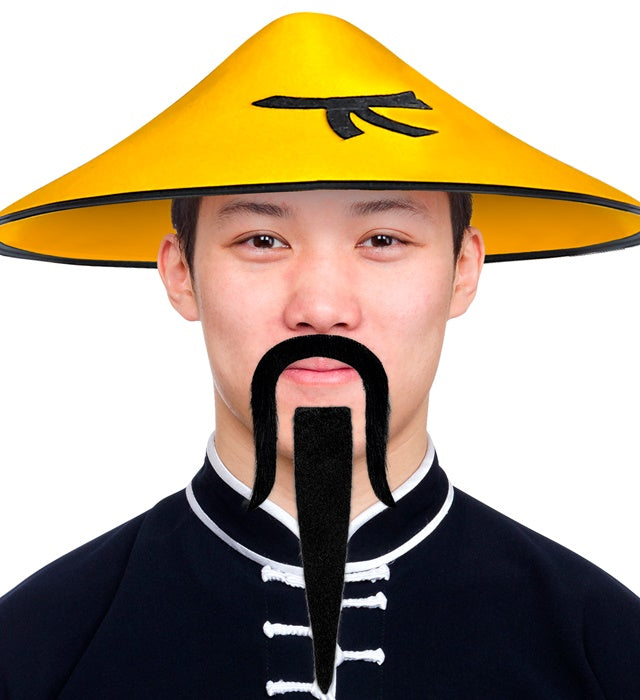 Schwarzer selbstklebender Schnurr- und Spitzbart im chinesischen Stil für Fasnacht