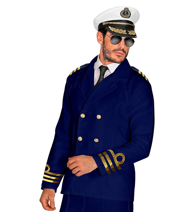 Admiral Kapitänsjacke mit goldfarbenen Details für Fasnacht und Mottoparty