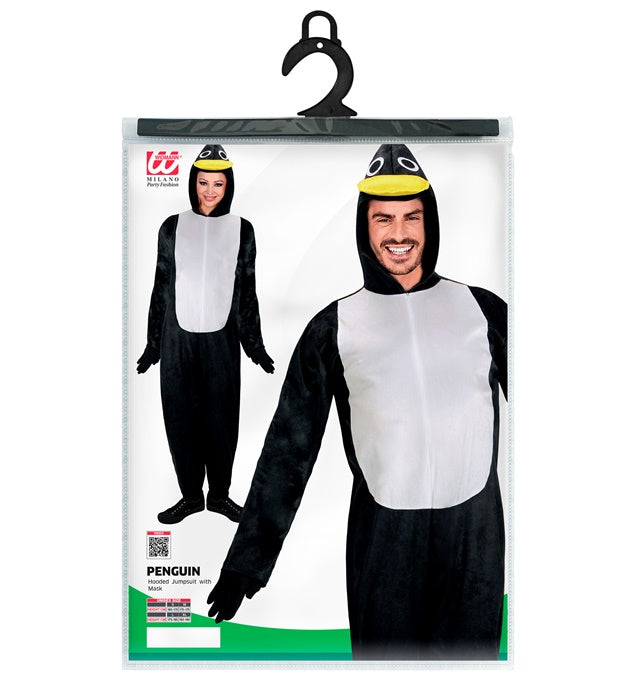 Pinguin-Overall mit Kapuze und Kopfverkleidung für Fasnacht