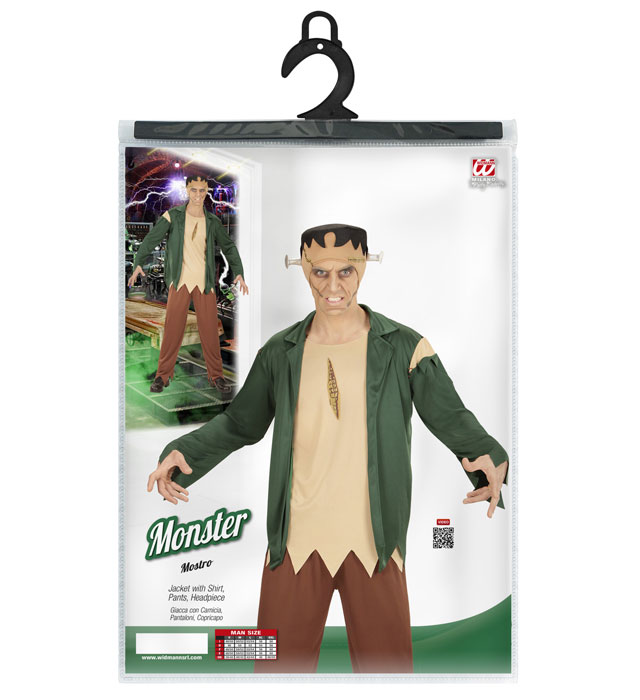Monster Kostüm Komplettset mit Oberteil, Hose und Kopfteil für Fasnacht