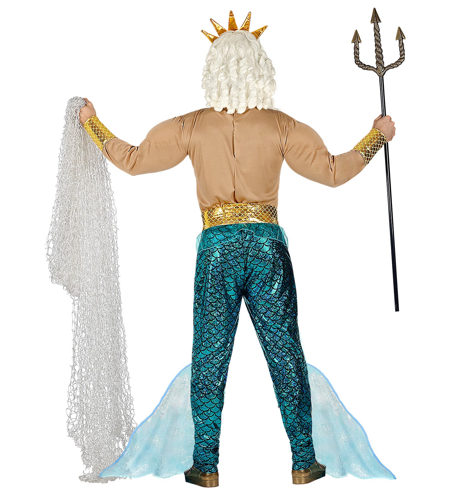 Poseidon Männerkostüm Muskelshirt, Hose, Gürtel, Armbänder, Krone