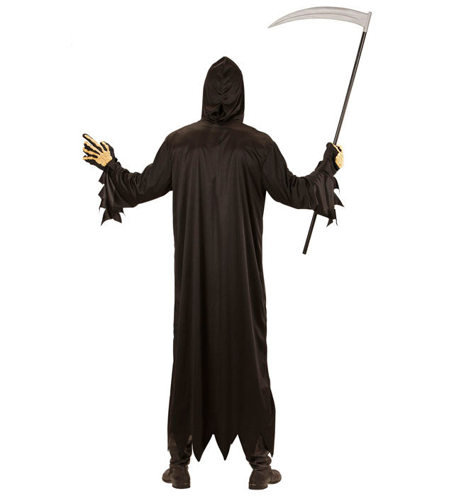 Sensenmann Kostüm mit Kapuze schwarze Robe für Fasnacht