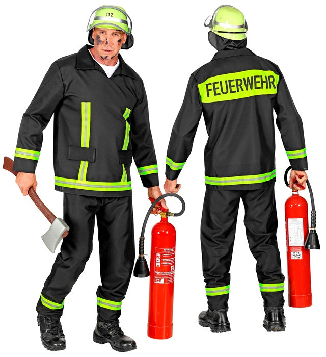 Feuerwehrmann-Kostüm mit Jacke und Hose für Fasnacht