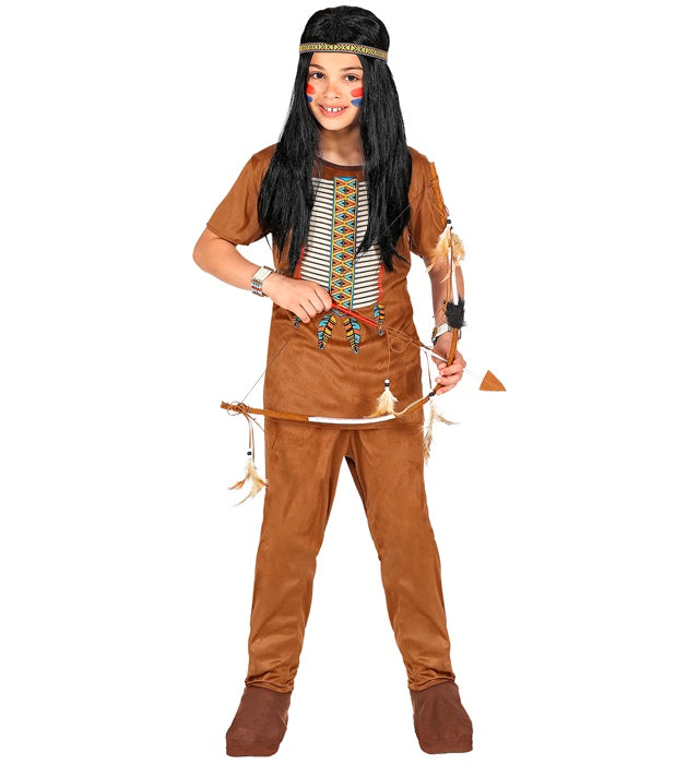 Indianer-Kostüm mit Oberteil, Hose und Stirnband für Fasnacht