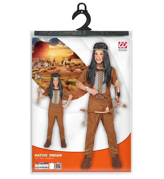 Indianer-Kostüm mit Oberteil, Hose und Stirnband für Fasnacht