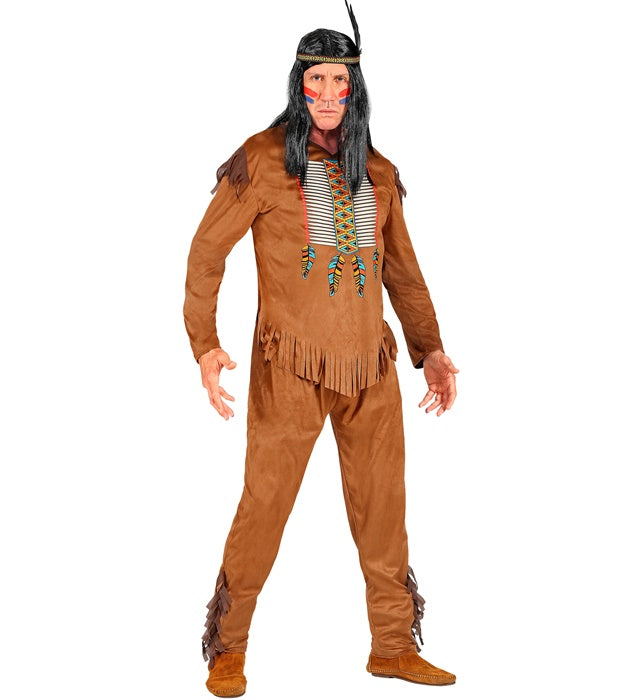 Indianer-Kostüm bestehend aus Oberteil, Hose und Stirnband mit Federschmuck