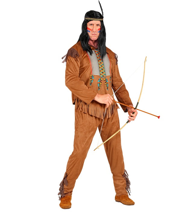 Indianer-Kostüm bestehend aus Oberteil, Hose und Stirnband mit Federschmuck
