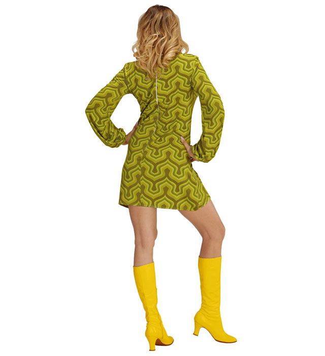 THE 70s GROOVY STYLE Kleid mit buntem 70er Jahre Muster für Fasnacht und Mottoparty
