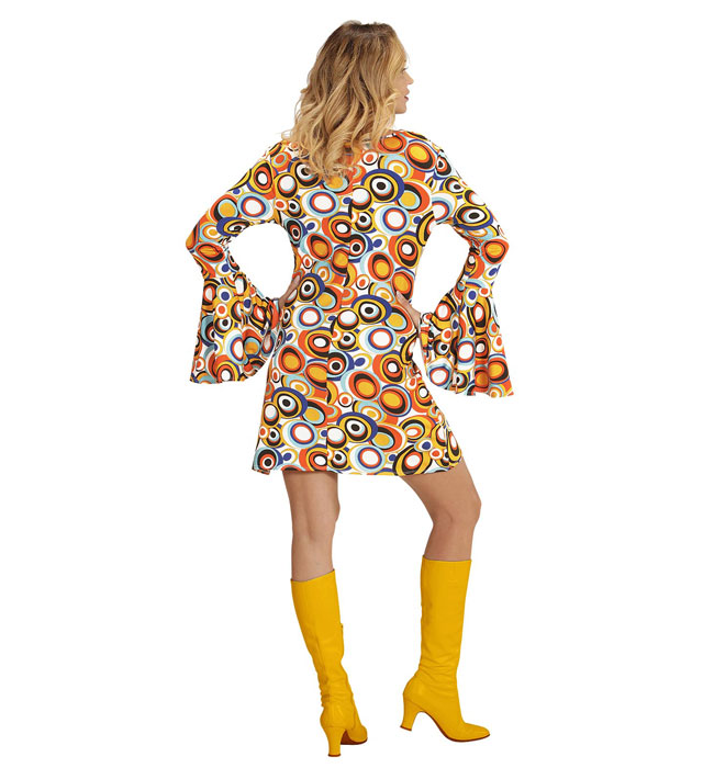 THE 70s GROOVY STYLE Kleid mit buntem Bubble-Muster für Fasnacht