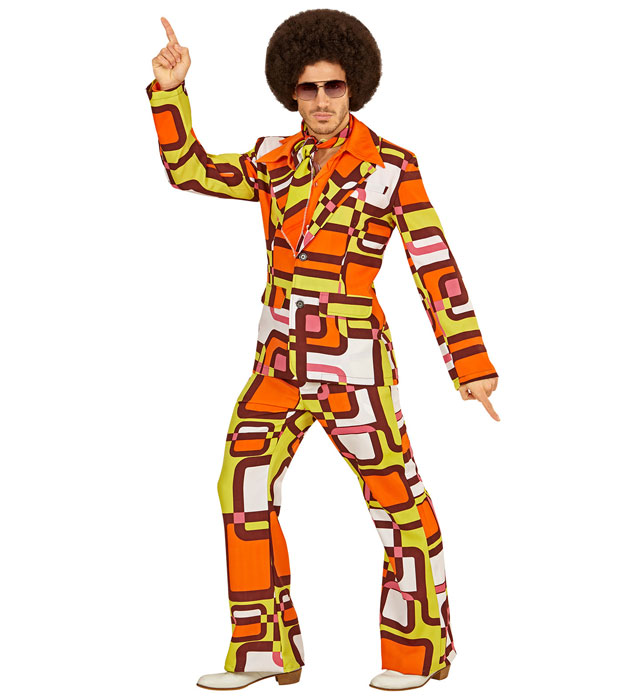 THE 70s GROOVY STYLE Kostüm mit Jackett und Hose im Retro 70er Jahre Design