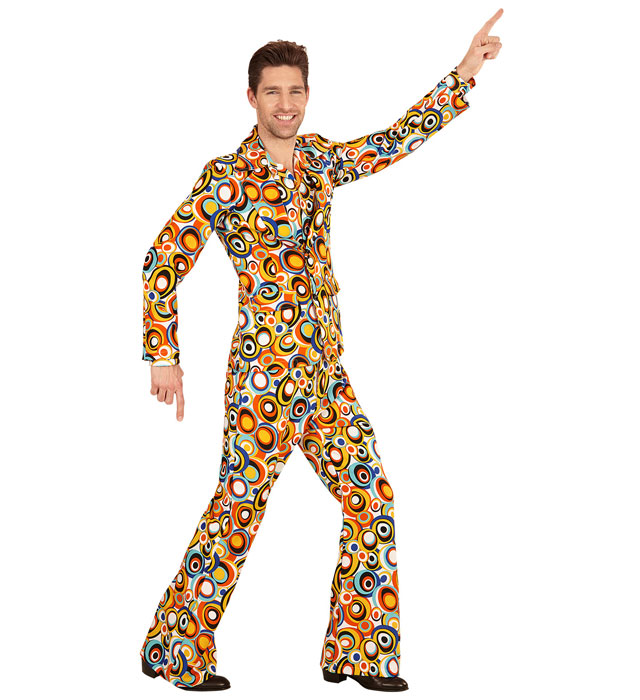 THE 70s GROOVY STYLE Kostüm Jackett und Hose mit buntem Bubbles-Muster