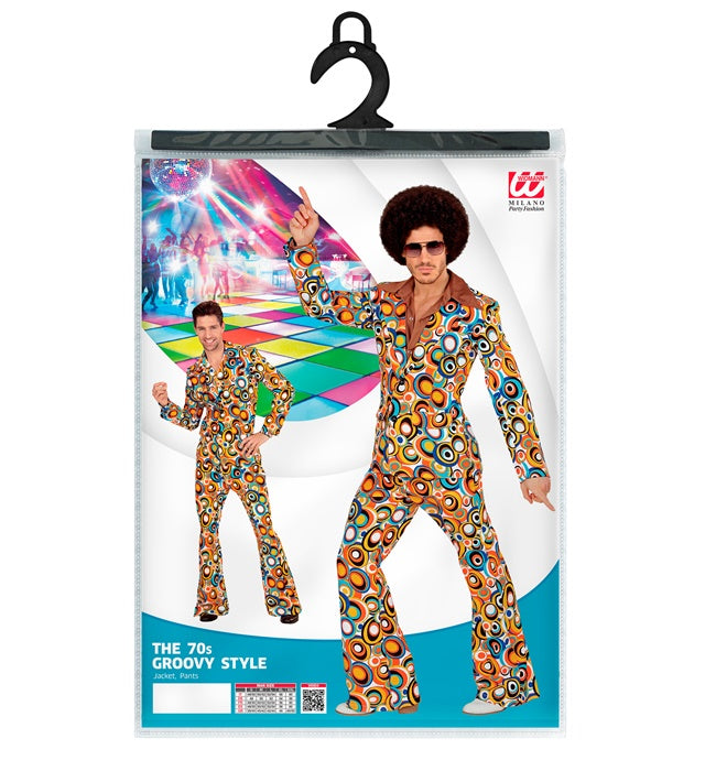 THE 70s GROOVY STYLE Kostüm Jackett und Hose mit buntem Bubbles-Muster