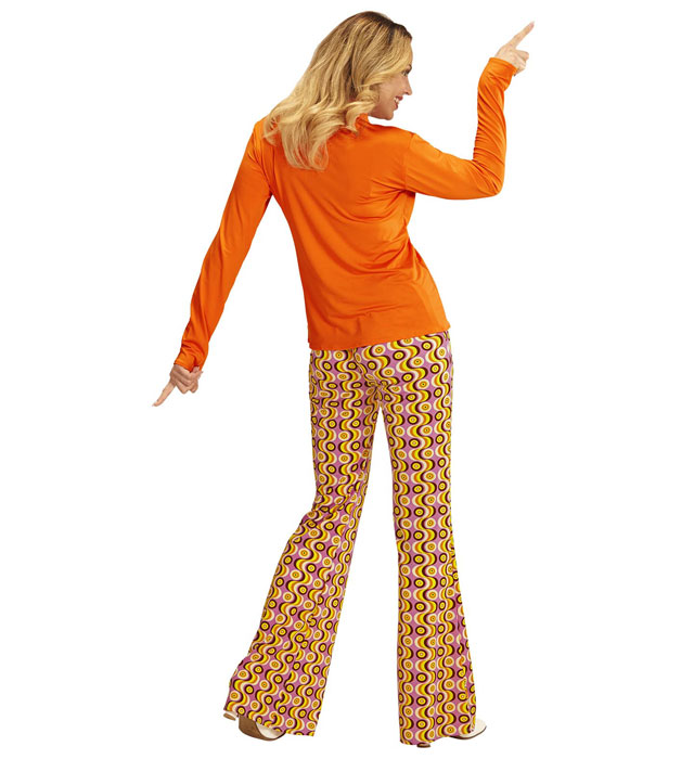 THE 70s GROOVY STYLE orange Bluse im Retro-Design für Fasnacht und Mottoparty